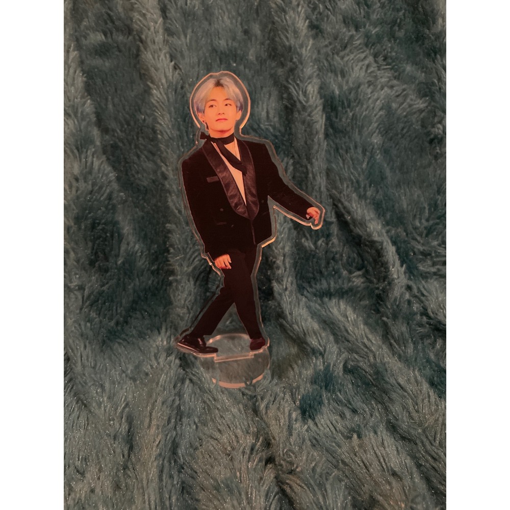 BTS V Kim Taehyung Acrylic Standee K-pop Collectible Figure Black Suit Blue Hair